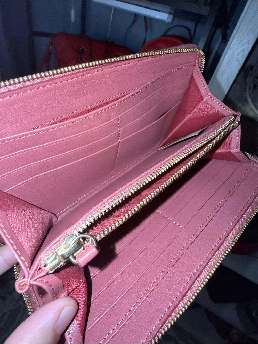 Burberry Pink Leather & Vintage Check Zip Wallet